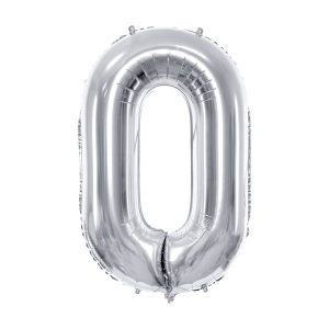 Balon Foliowy Cyfra 0 Srebrny 85 cm