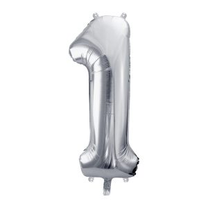 Balon Foliowy Cyfra 1 Srebrna 85 cm 1 szt.