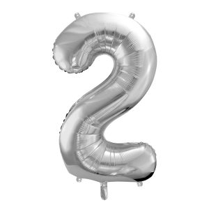 Balon Foliowy Cyfra 2 Srebrny 85 cm