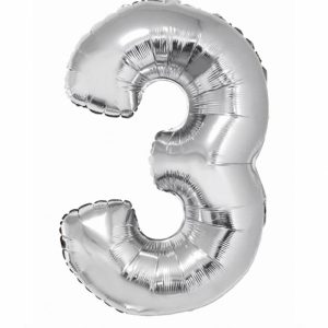 Balon Foliowy Cyfra 3 Srebrny 85 cm
