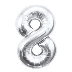 Balon Foliowy Cyfra 8 Srebrny 85 cm
