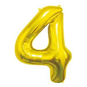 Balon foliowy B&C Cyfra 4, złota, 85 cm