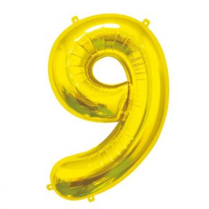 Balon foliowy B&C Cyfra 9, złota, 85 cm