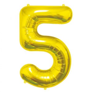 Balon foliowy B&C Cyfra 5, złota, 85 cm
