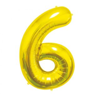 Balon foliowy B&C Cyfra 6, złota, 85 cm