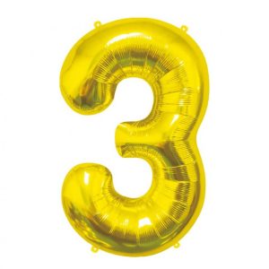 Balon foliowy B&C Cyfra 3, złota, 85 cm