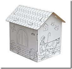 Mini Domek z tektury - Kolorowanka + koperta