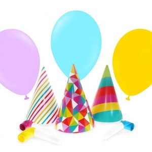 ZESTAW PARTY 3xBALONY 3xCZAPECZKI 3xTRĄBKI