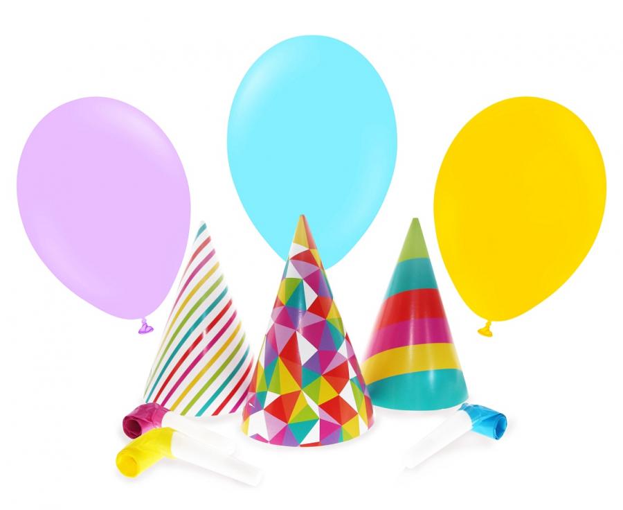 ZESTAW PARTY 3xBALONY 3xCZAPECZKI 3xTRĄBKI - obrazek 2