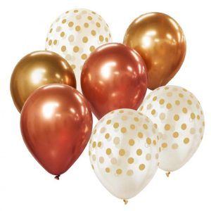 Bukiet balonowy Elegancki Złoto-Miedziany, 7 sztuk